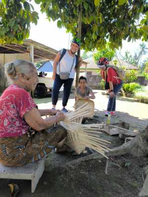 Old women doing basket weaving