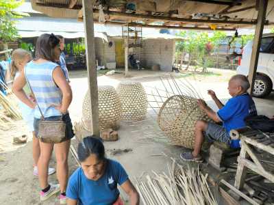 Bamboo basket weaving